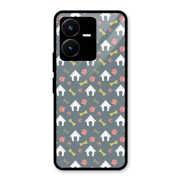 Dog Pattern Glass Back Case for Vivo Y22