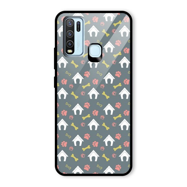 Dog Pattern Glass Back Case for Vivo Y30