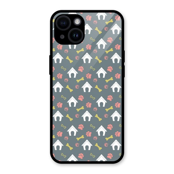 Dog Pattern Glass Back Case for iPhone 14