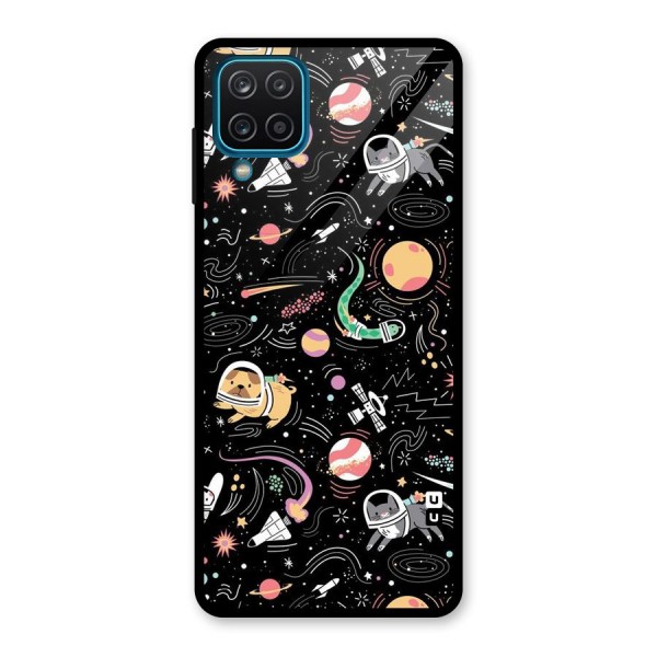 Dog Planetarium Glass Back Case for Galaxy A12