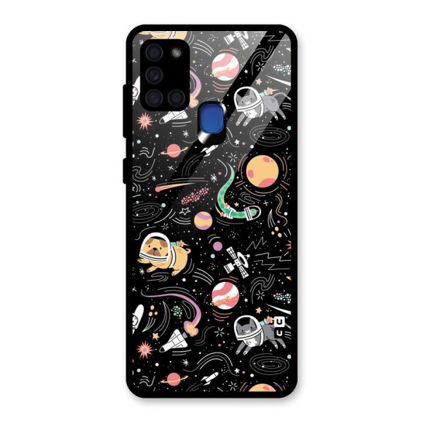 Dog Planetarium Glass Back Case for Galaxy A21s