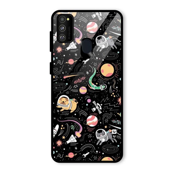 Dog Planetarium Glass Back Case for Galaxy M21