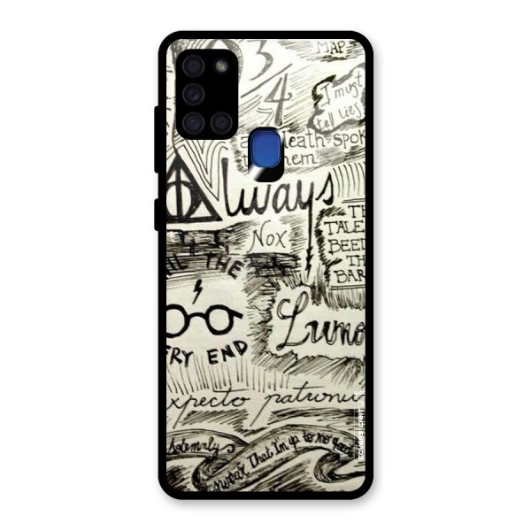 Doodle Art Glass Back Case for Galaxy A21s