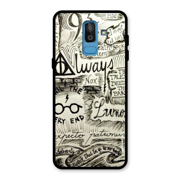 Doodle Art Glass Back Case for Galaxy J8