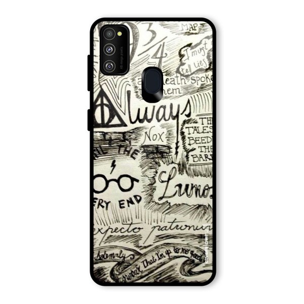 Doodle Art Glass Back Case for Galaxy M21