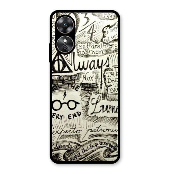 Doodle Art Glass Back Case for Oppo A17