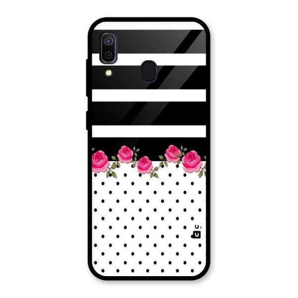 Dots Roses Stripes Glass Back Case for Galaxy A30