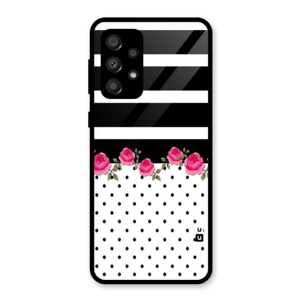 Dots Roses Stripes Glass Back Case for Galaxy A32