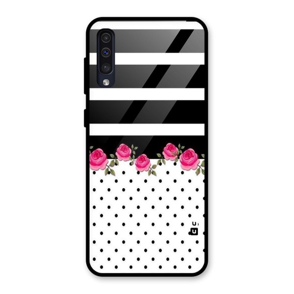 Dots Roses Stripes Glass Back Case for Galaxy A50