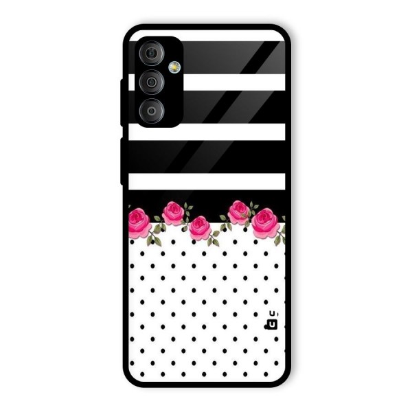 Dots Roses Stripes Glass Back Case for Galaxy F23