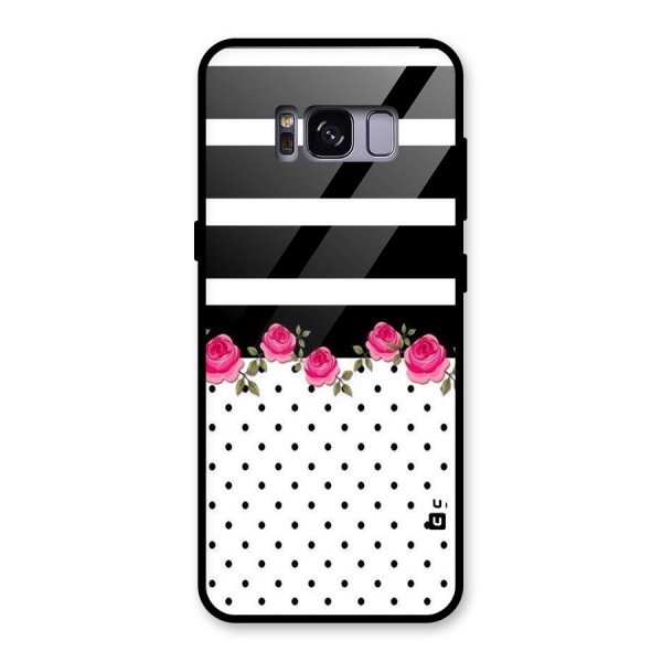 Dots Roses Stripes Glass Back Case for Galaxy S8