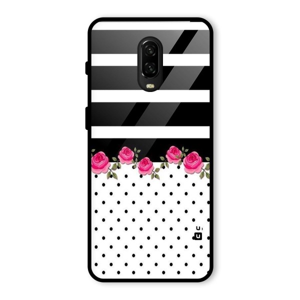 Dots Roses Stripes Glass Back Case for OnePlus 6T