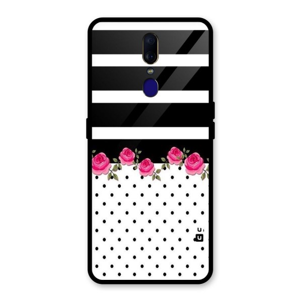 Dots Roses Stripes Glass Back Case for Oppo F11