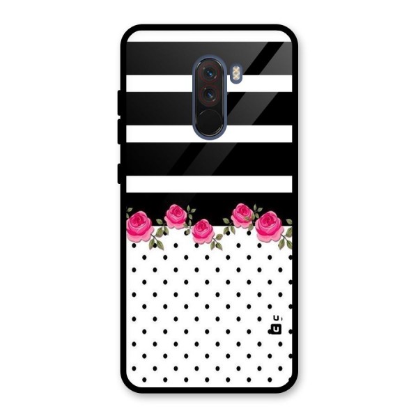 Dots Roses Stripes Glass Back Case for Poco F1