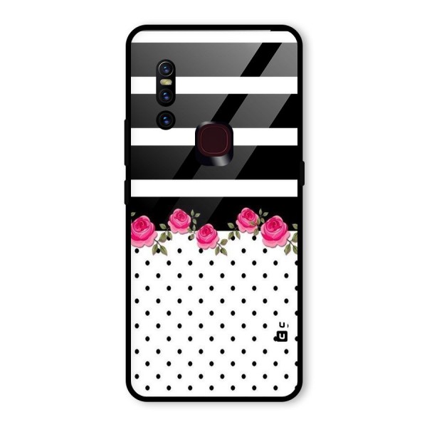 Dots Roses Stripes Glass Back Case for Vivo V15