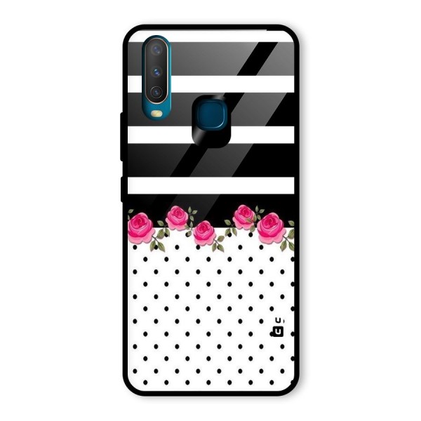 Dots Roses Stripes Glass Back Case for Vivo Y12