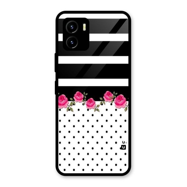 Dots Roses Stripes Glass Back Case for Vivo Y15s