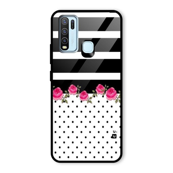 Dots Roses Stripes Glass Back Case for Vivo Y50