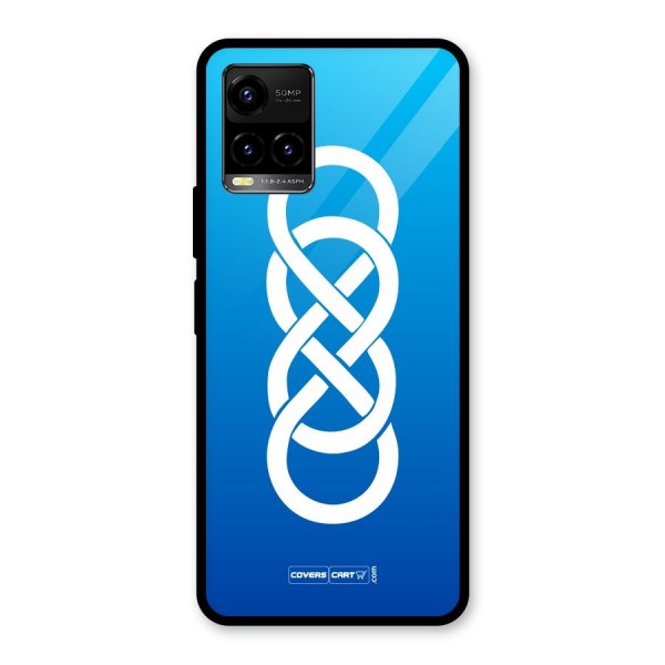 Double Infinity Blue Glass Back Case for Vivo Y21G