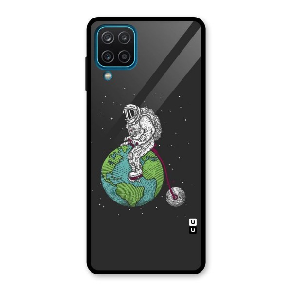 Earth Space Doodle Glass Back Case for Galaxy A12