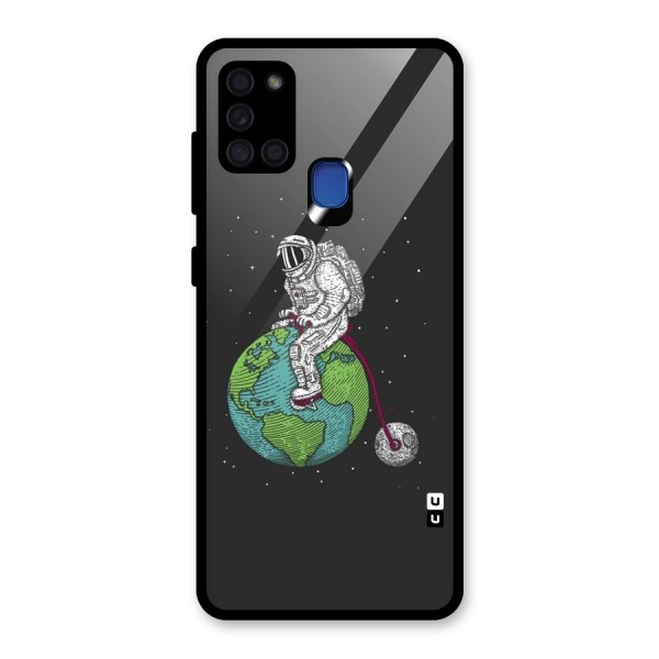 Earth Space Doodle Glass Back Case for Galaxy A21s