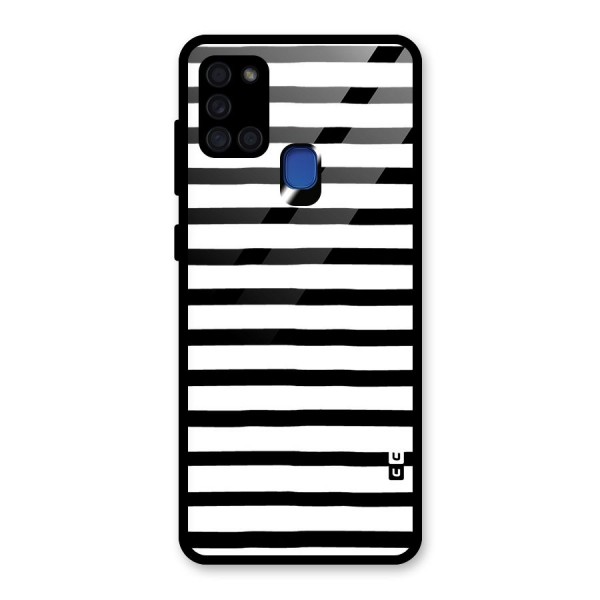 Elegant Basic Stripes Glass Back Case for Galaxy A21s