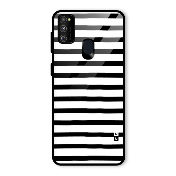 Elegant Basic Stripes Glass Back Case for Galaxy M21