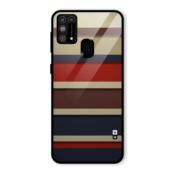 Elegant Stripes Pattern Glass Back Case for Galaxy M31