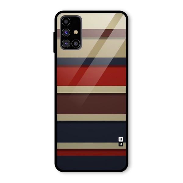 Elegant Stripes Pattern Glass Back Case for Galaxy M31s