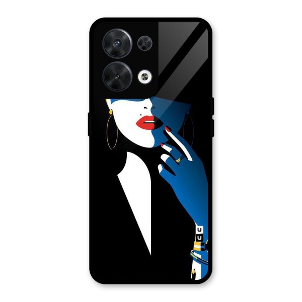 Elegant Woman Glass Back Case for Oppo Reno8 5G