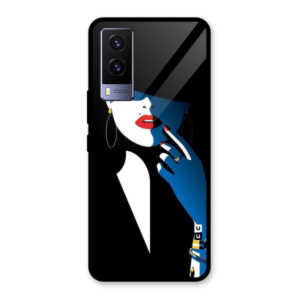 Elegant Woman Glass Back Case for Vivo V21e 5G