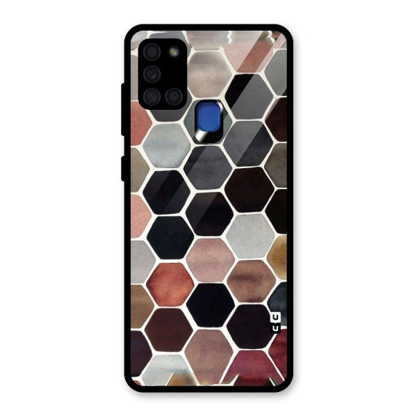 Elite Pastel Hexagons Glass Back Case for Galaxy A21s