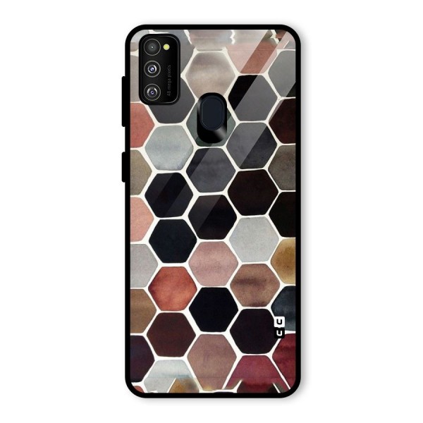 Elite Pastel Hexagons Glass Back Case for Galaxy M21