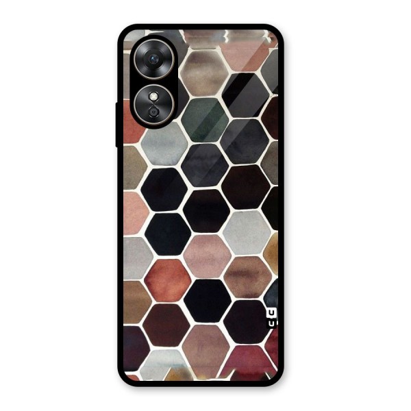 Elite Pastel Hexagons Glass Back Case for Oppo A17