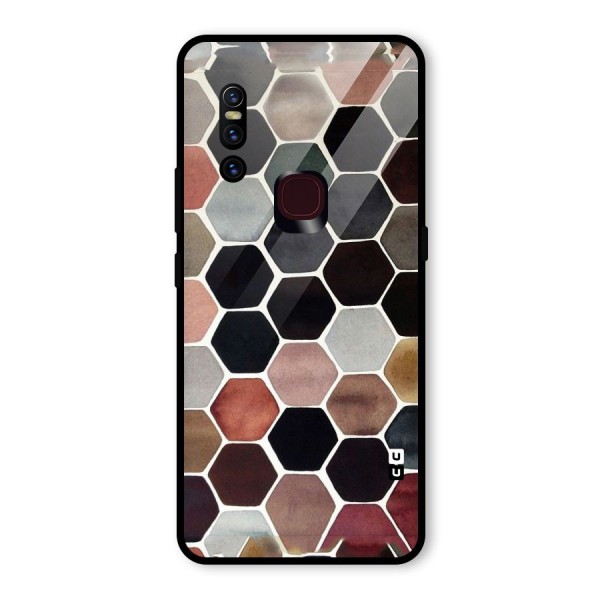 Elite Pastel Hexagons Glass Back Case for Vivo V15