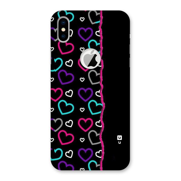 Empty Hearts Back Case for iPhone XS Logo Cut