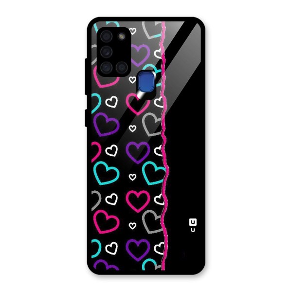 Empty Hearts Glass Back Case for Galaxy A21s