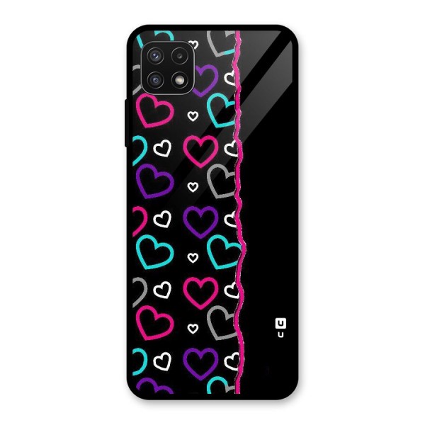 Empty Hearts Glass Back Case for Galaxy A22 5G