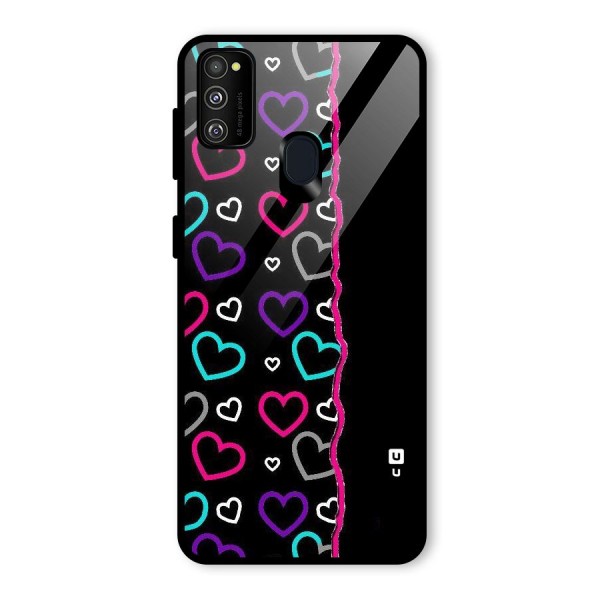 Empty Hearts Glass Back Case for Galaxy M21