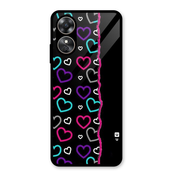 Empty Hearts Glass Back Case for Oppo A17