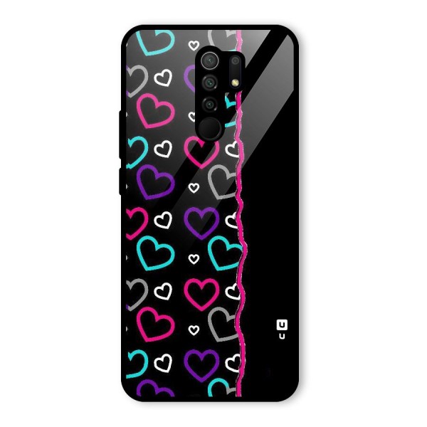 Empty Hearts Glass Back Case for Redmi 9 Prime