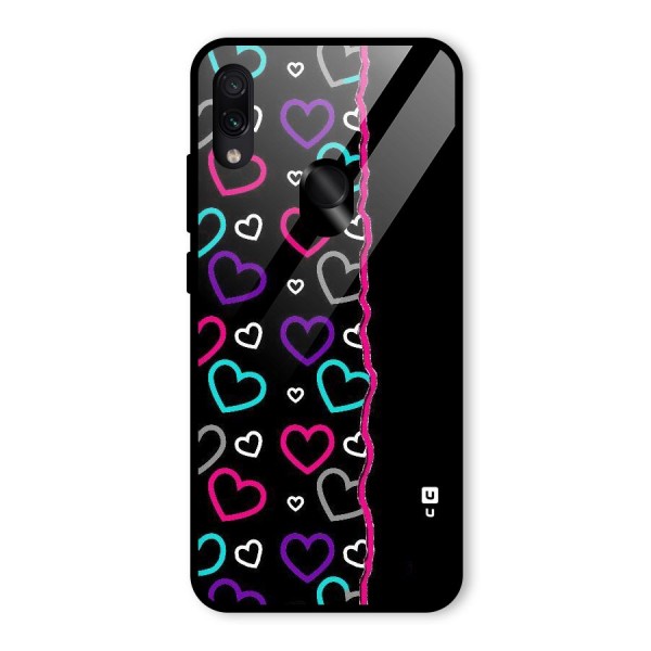 Empty Hearts Glass Back Case for Redmi Note 7