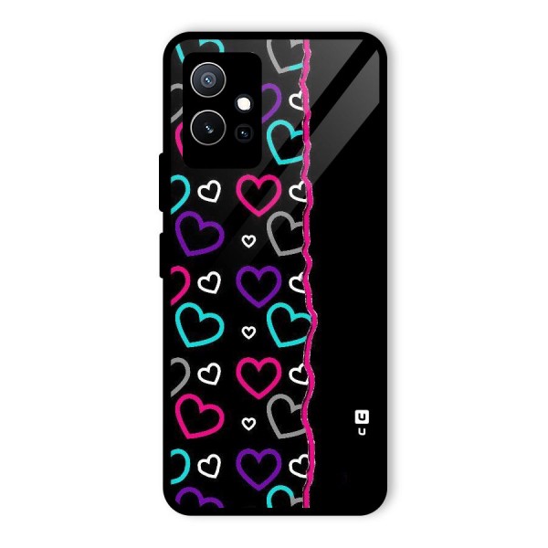 Empty Hearts Glass Back Case for Vivo T1 5G