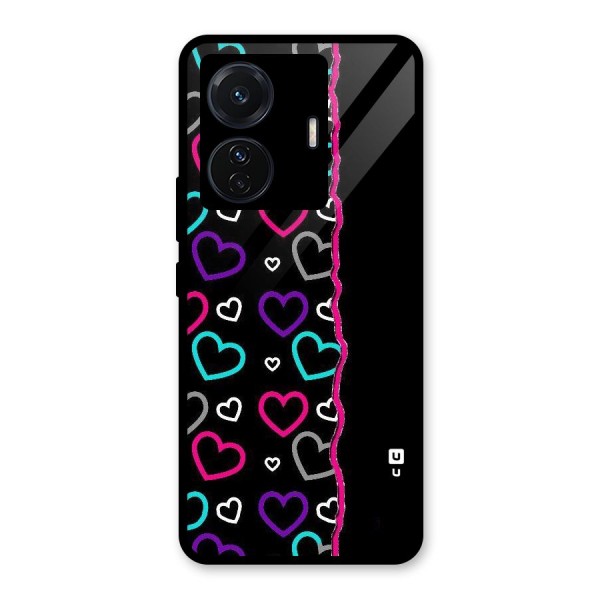 Empty Hearts Glass Back Case for Vivo T1 Pro