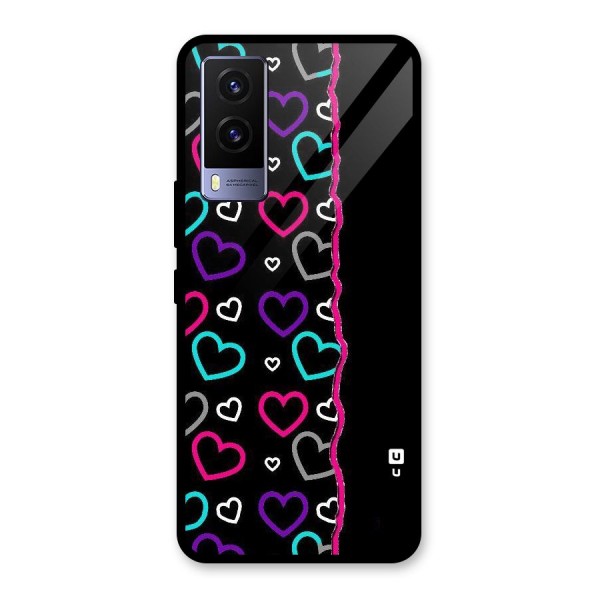 Empty Hearts Glass Back Case for Vivo V21e 5G