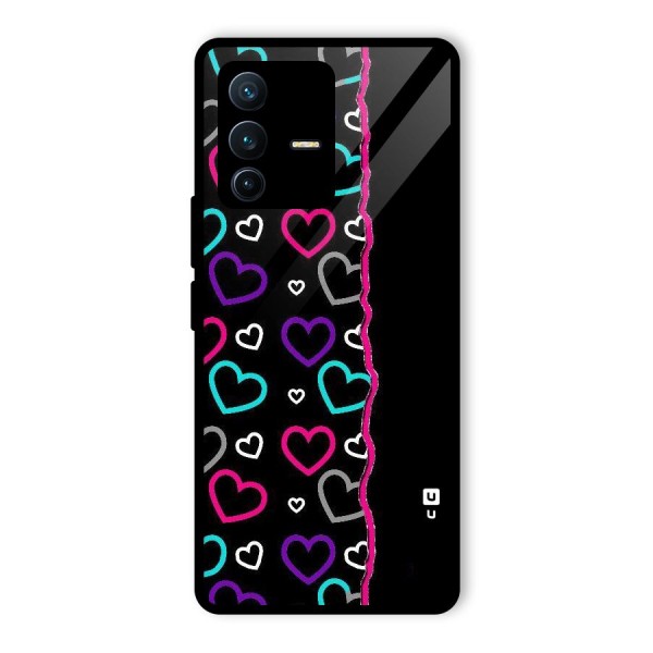 Empty Hearts Glass Back Case for Vivo V23 Pro