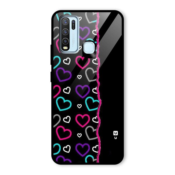 Empty Hearts Glass Back Case for Vivo Y30