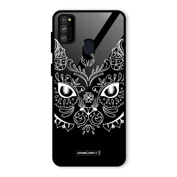 Ethnic Cat Design Glass Back Case for Galaxy M21