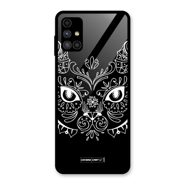 Ethnic Cat Design Glass Back Case for Galaxy M51