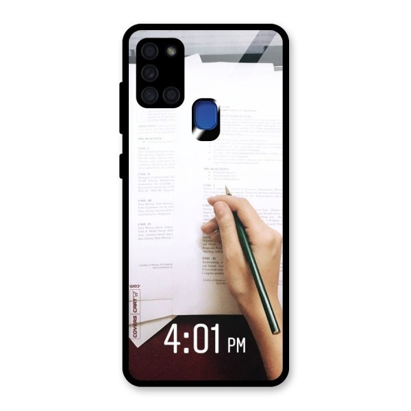 Exam Time Blues Glass Back Case for Galaxy A21s